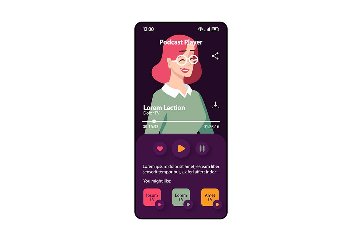 Podcast player smartphone interface