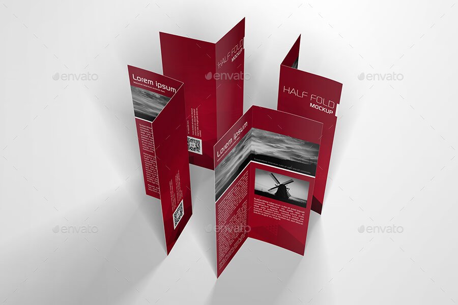 Realistic Bi Fold Brochure Mockup