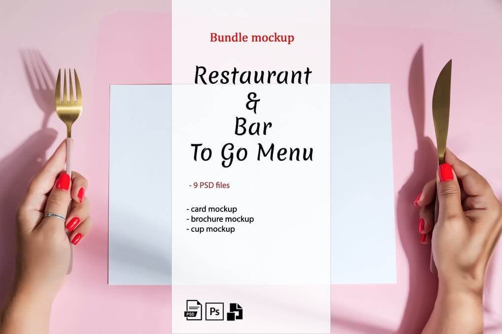 Restaurant & Bar To Go Menu Mockup