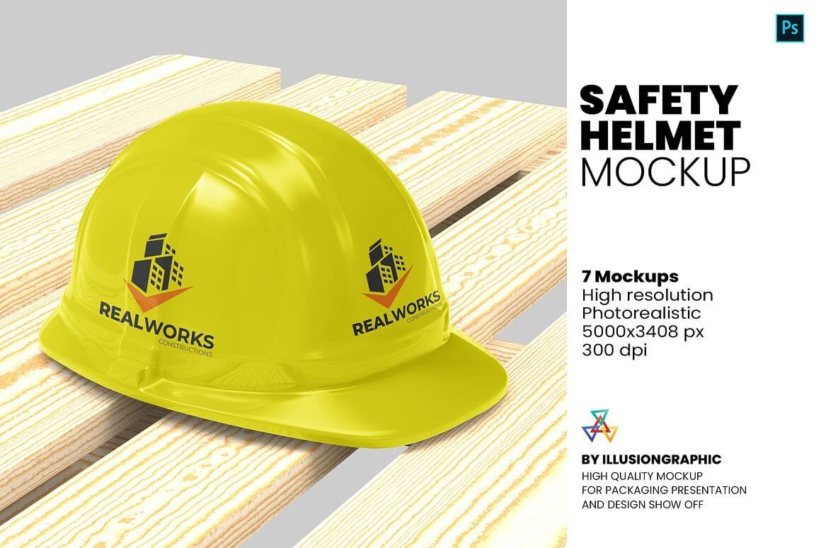Safety Helmet Mockup - 7 views