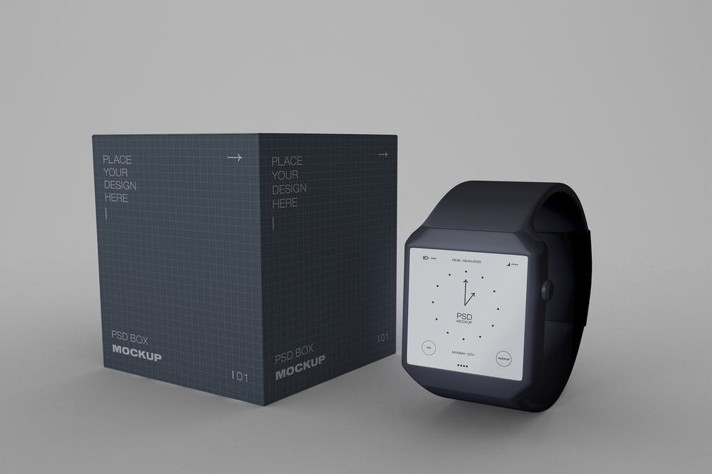 Smart Watch with Box Mockup