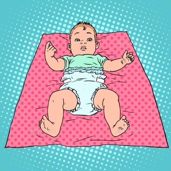 Surprised Baby in Diaper
