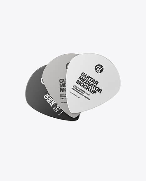 Three Plastic Jazz Guitar Picks Mockup