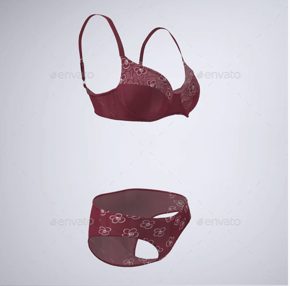 Underwear Set, Bra and Panties or Sports Bra and Boxers Mock-Up