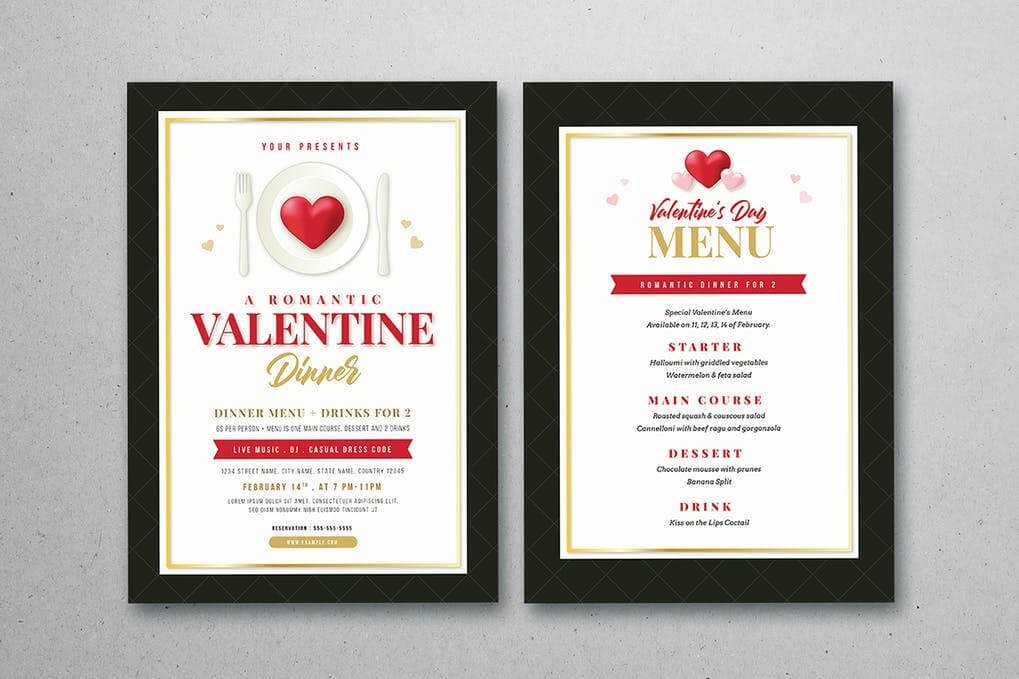 Valentine Dinner & Menu Template