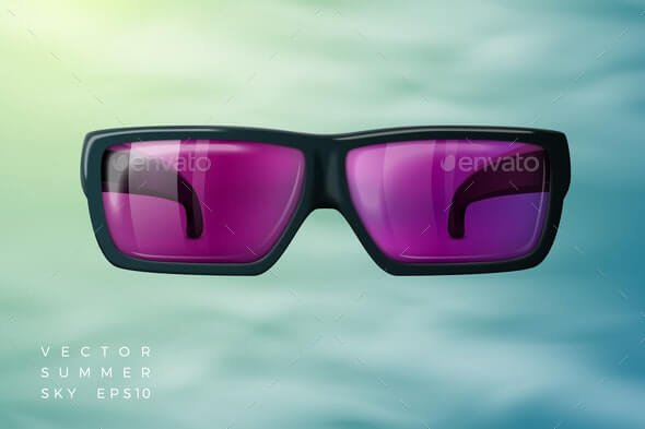 Vector Abstract Background Sunglasses, Summer Sky