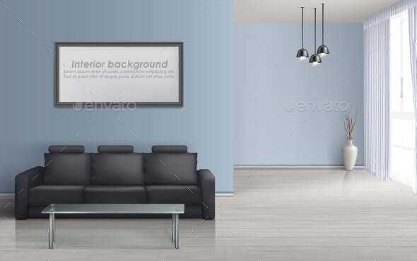 Vector Interior Mockup of Living Room with Sofa