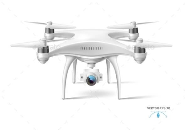 Vector Realistic Quad Copter Air Drone with Camera
