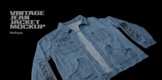 Vintage Jean Jacket Mockup 3Q View