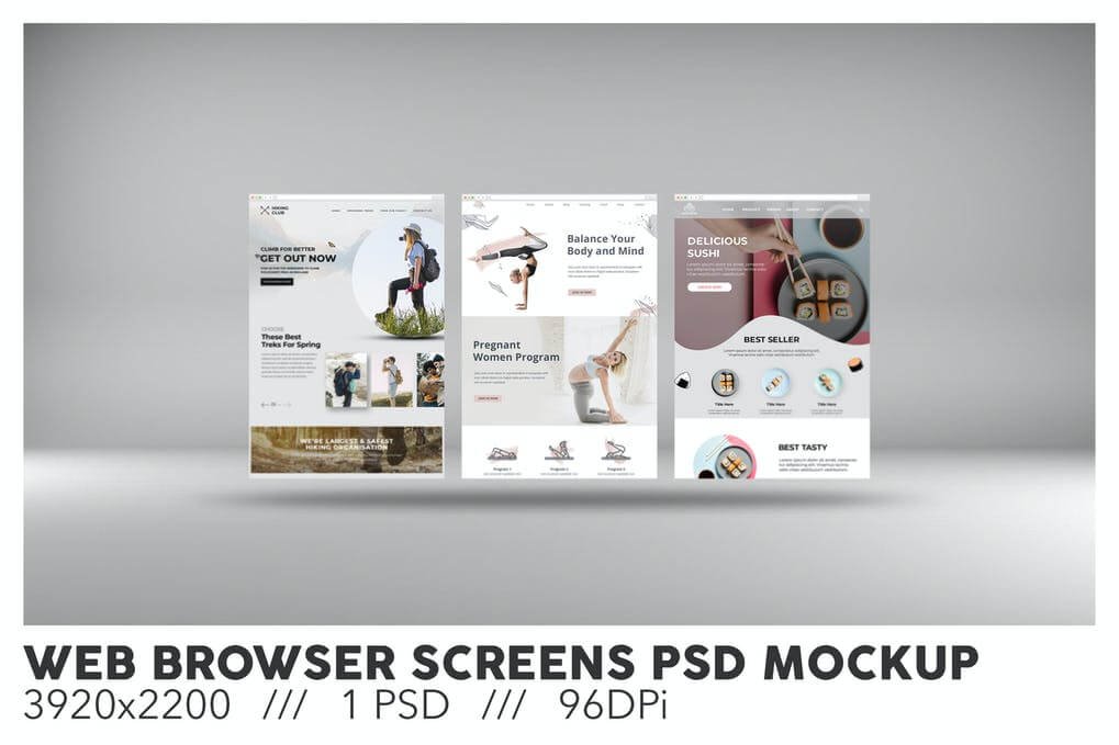 Web Browser Screens PSD Mockup