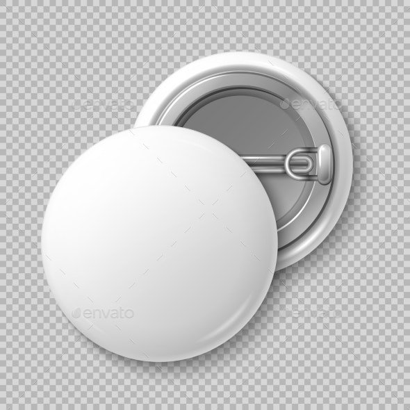 White Blank Badge Round Button Badge Isolated
