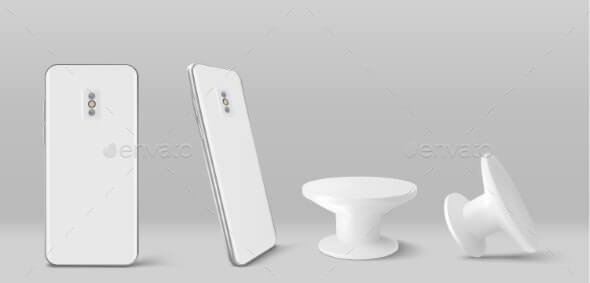 White Smartphone Back and Pop Socket Holder