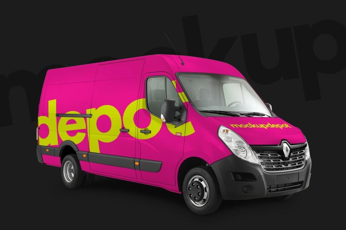 4K Work Van Wrap PSD Mockup