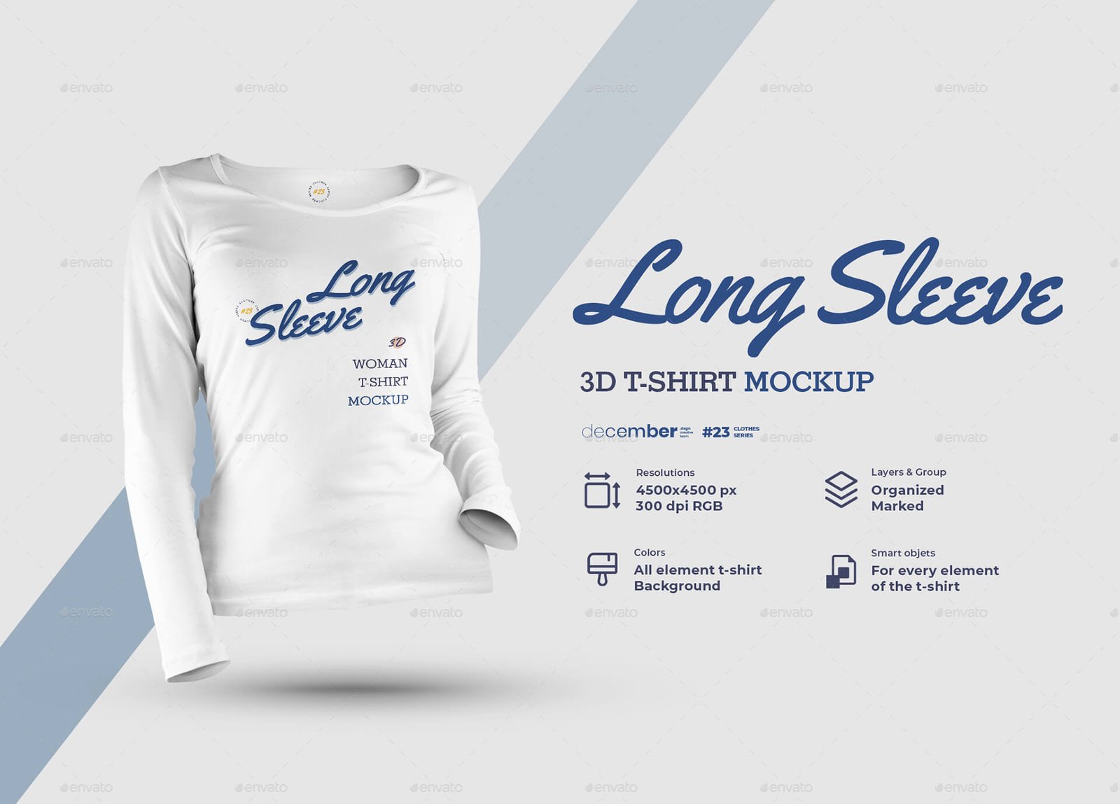 8 Long Sleeve 3D T-Shirt Mockup