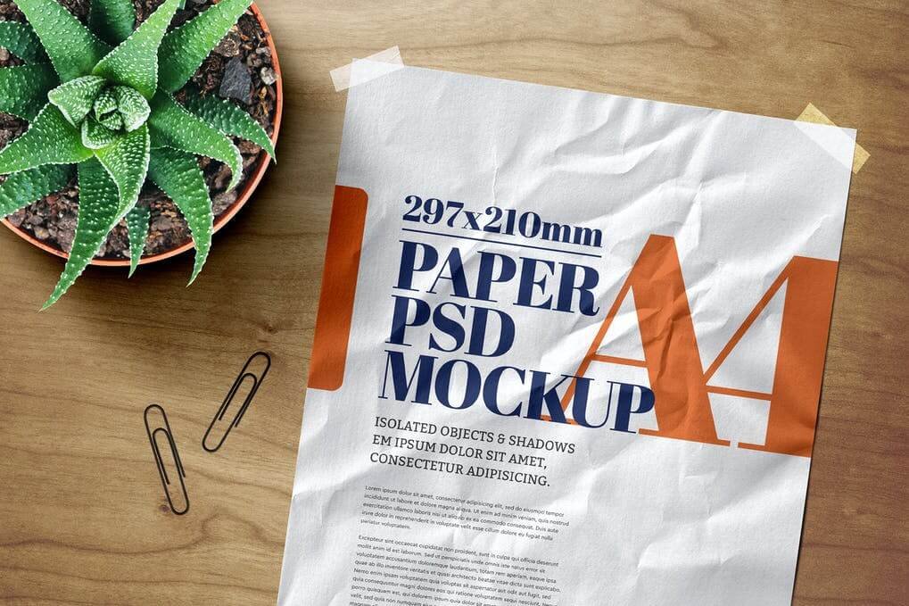 A4 Flyer Mockup Crumpled Adhesive Duct Strip