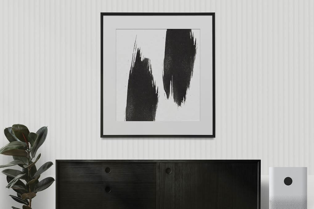 Abstract paint frame mockup on white wall