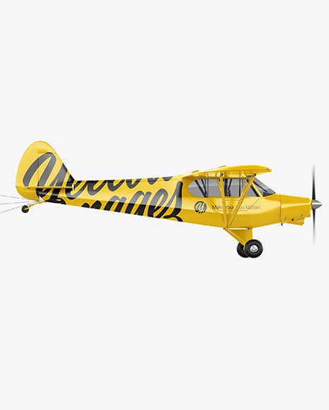 Airplane With Long Banner Mockup - Side View