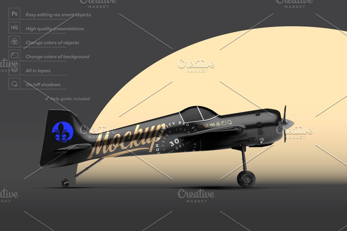 Black Aerobatic Aircraft Mockup