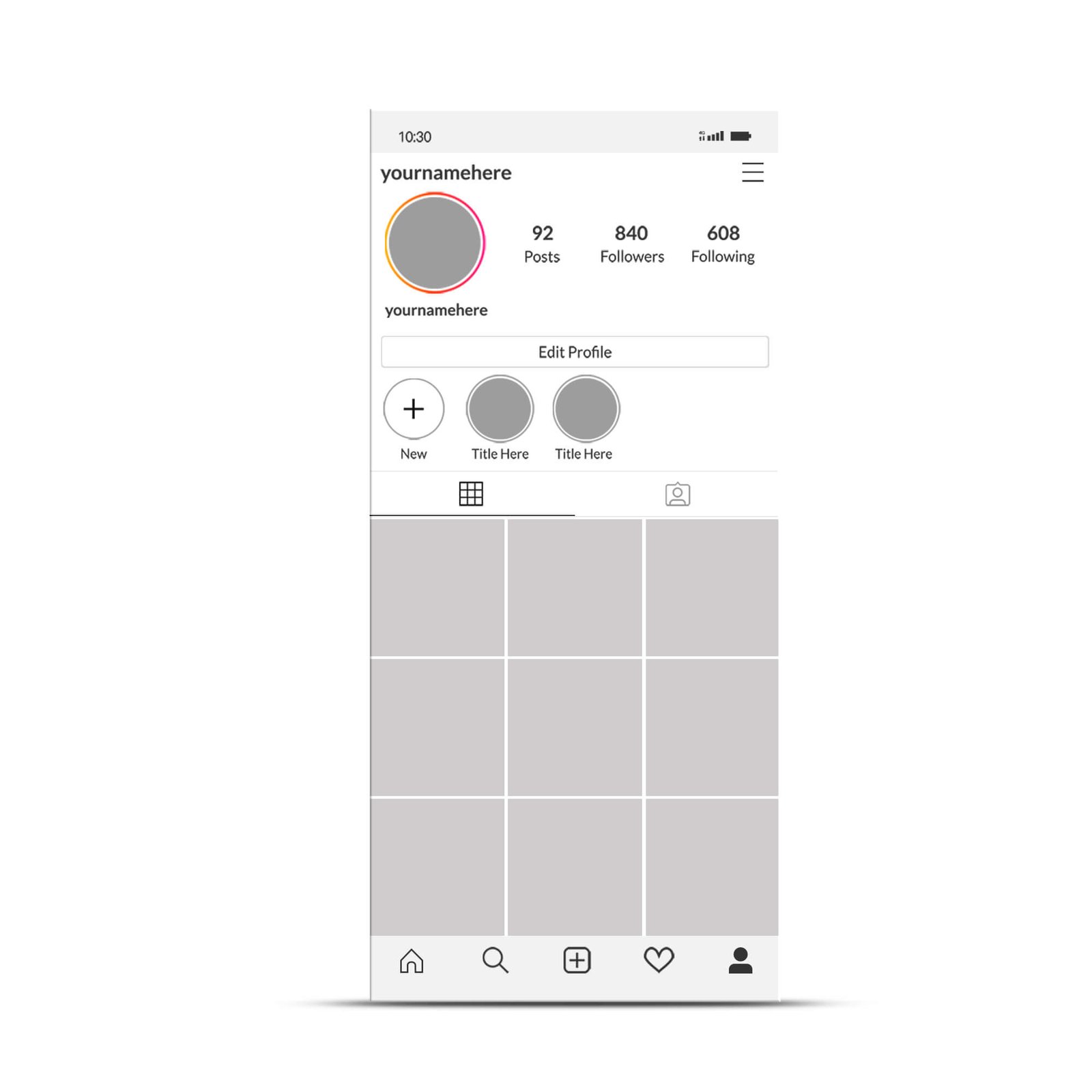 Blank Free Instagram Layout Mockup PSD Template