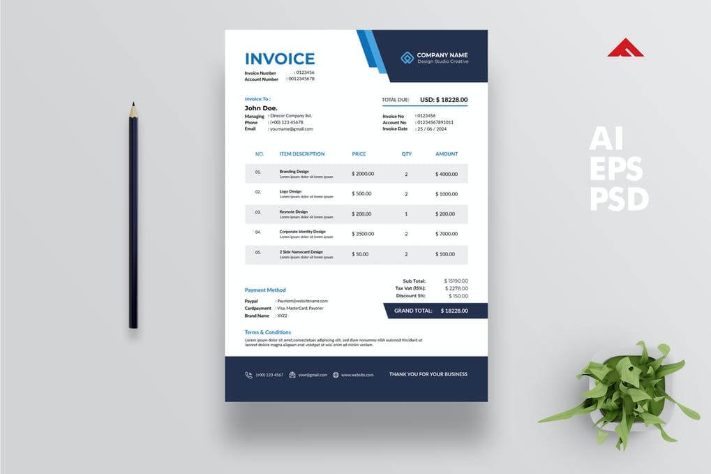 Blue Invoice Design