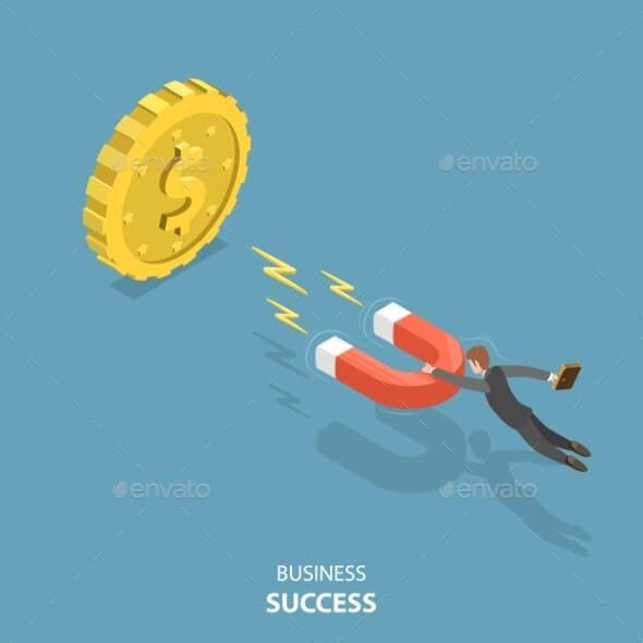 Business Success Flat Isometric Low Poly Vector Concept