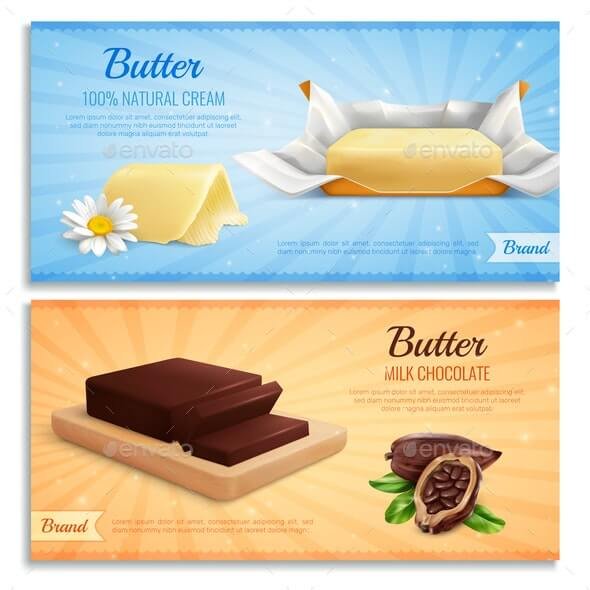 Butter Advertising Realistic Banners