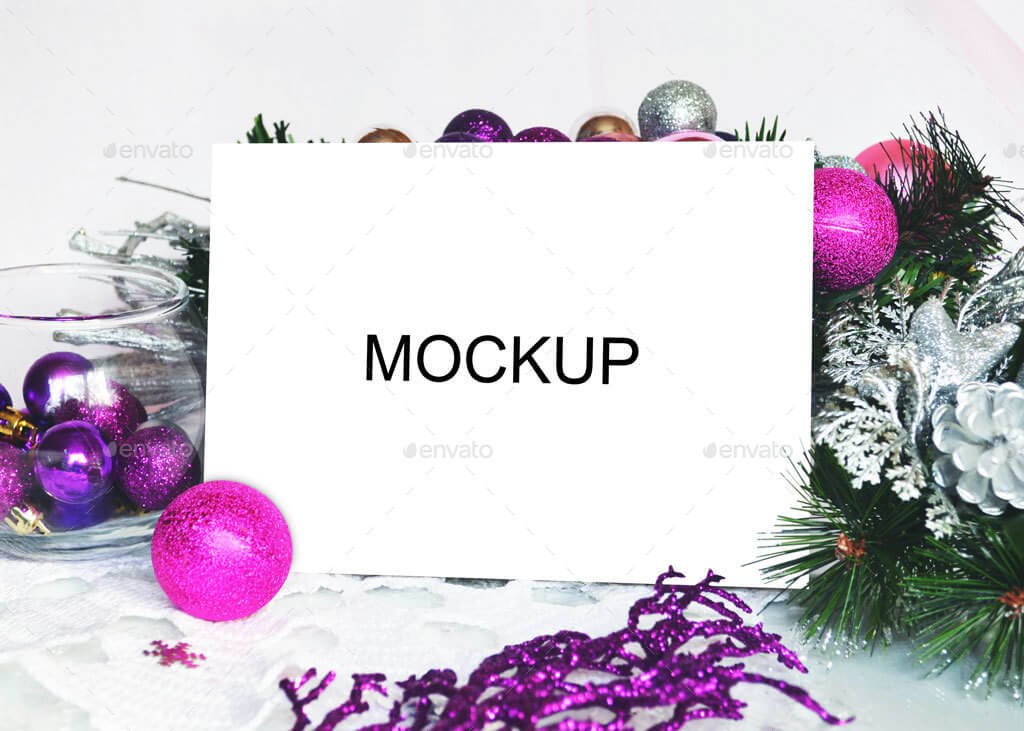 Christmas Card Mockup Purple