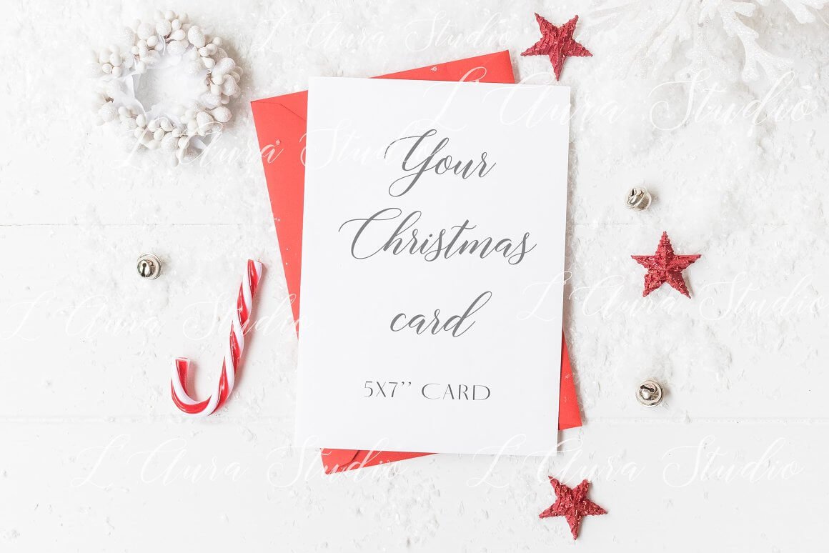 Christmas card mockup - psd 5x7''