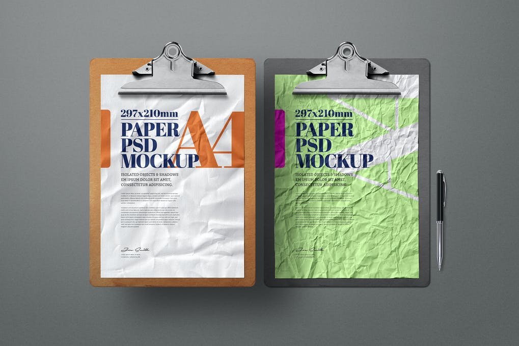 Clipboard Mockup A4 Crumpled Paper Scene