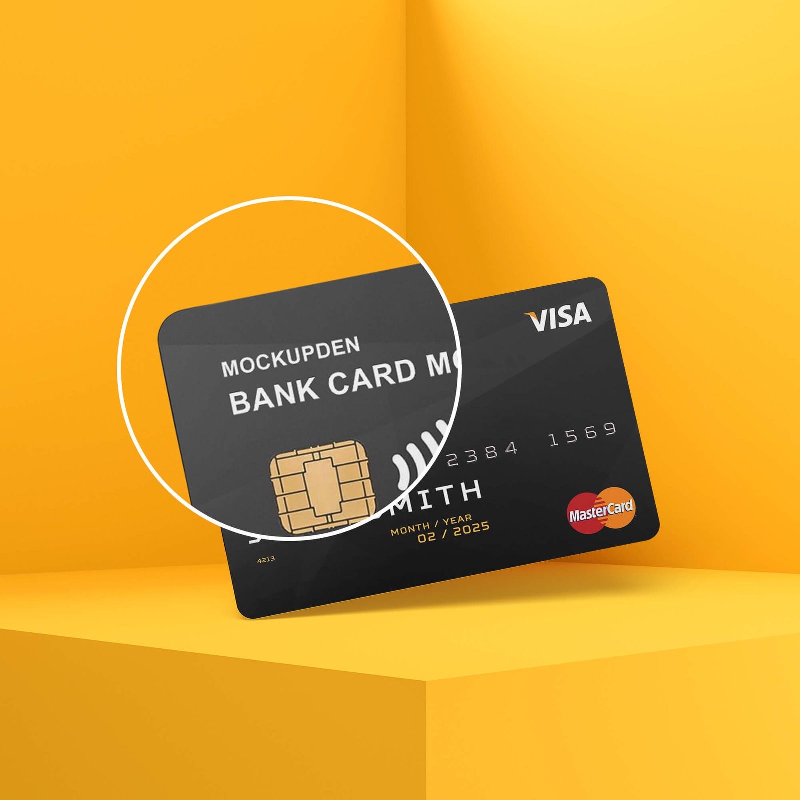 Close Up Of a Free Bank Card Mockup PSD Template