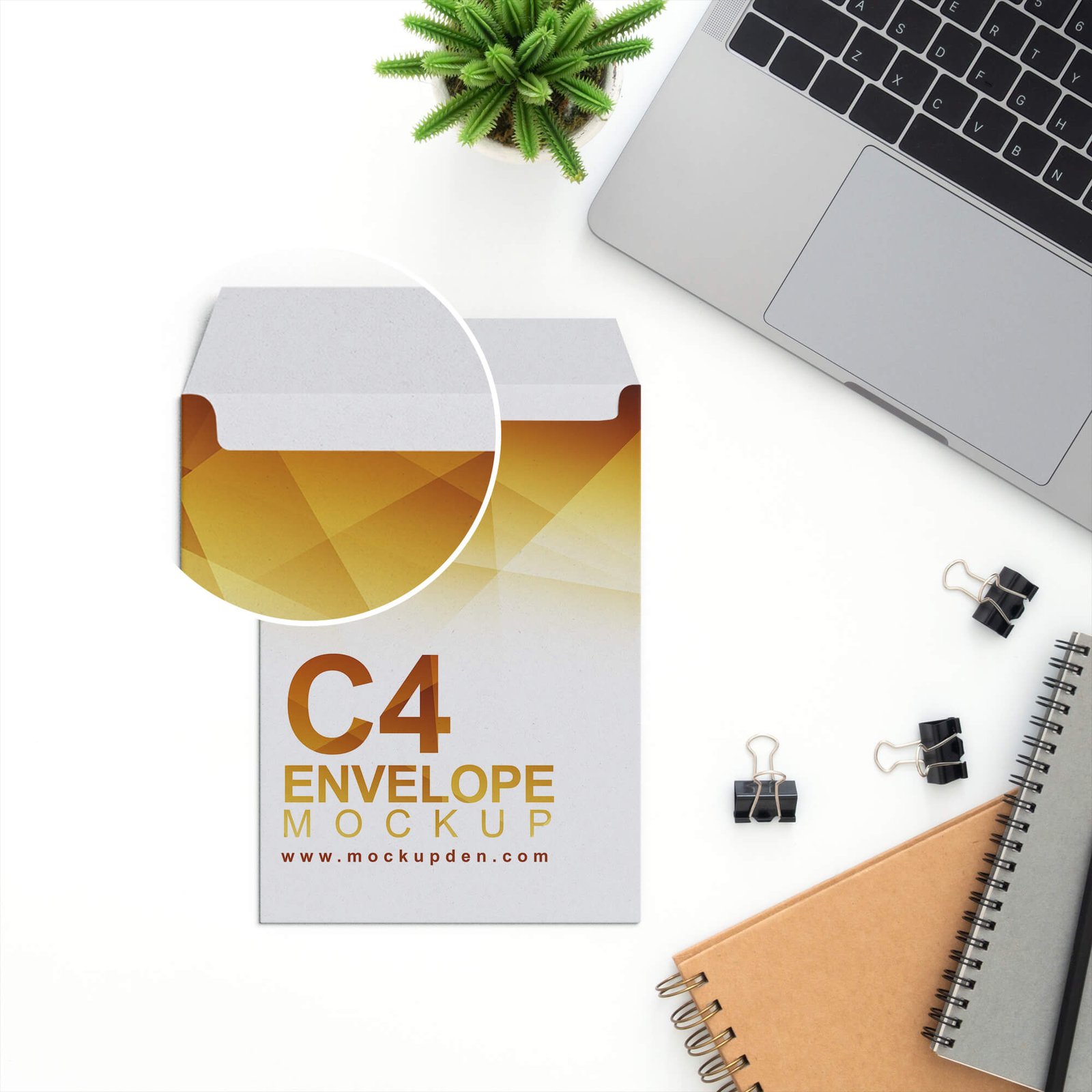 Close Up Of a Free C4 Envelope Mockup PSD Template