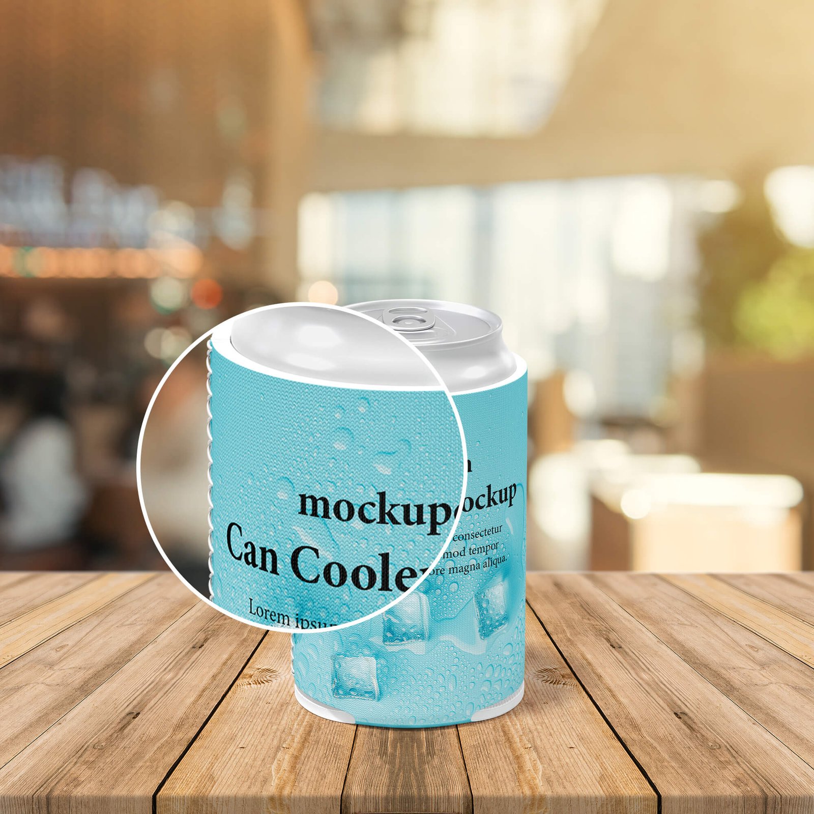 Close Up Of a Free Can Cooler Mockup PSD Template (1)