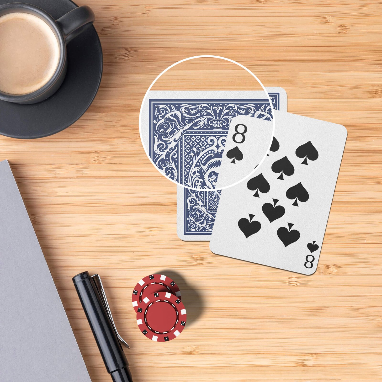 Close Up Of a Free Card Game Mockup PSD Template