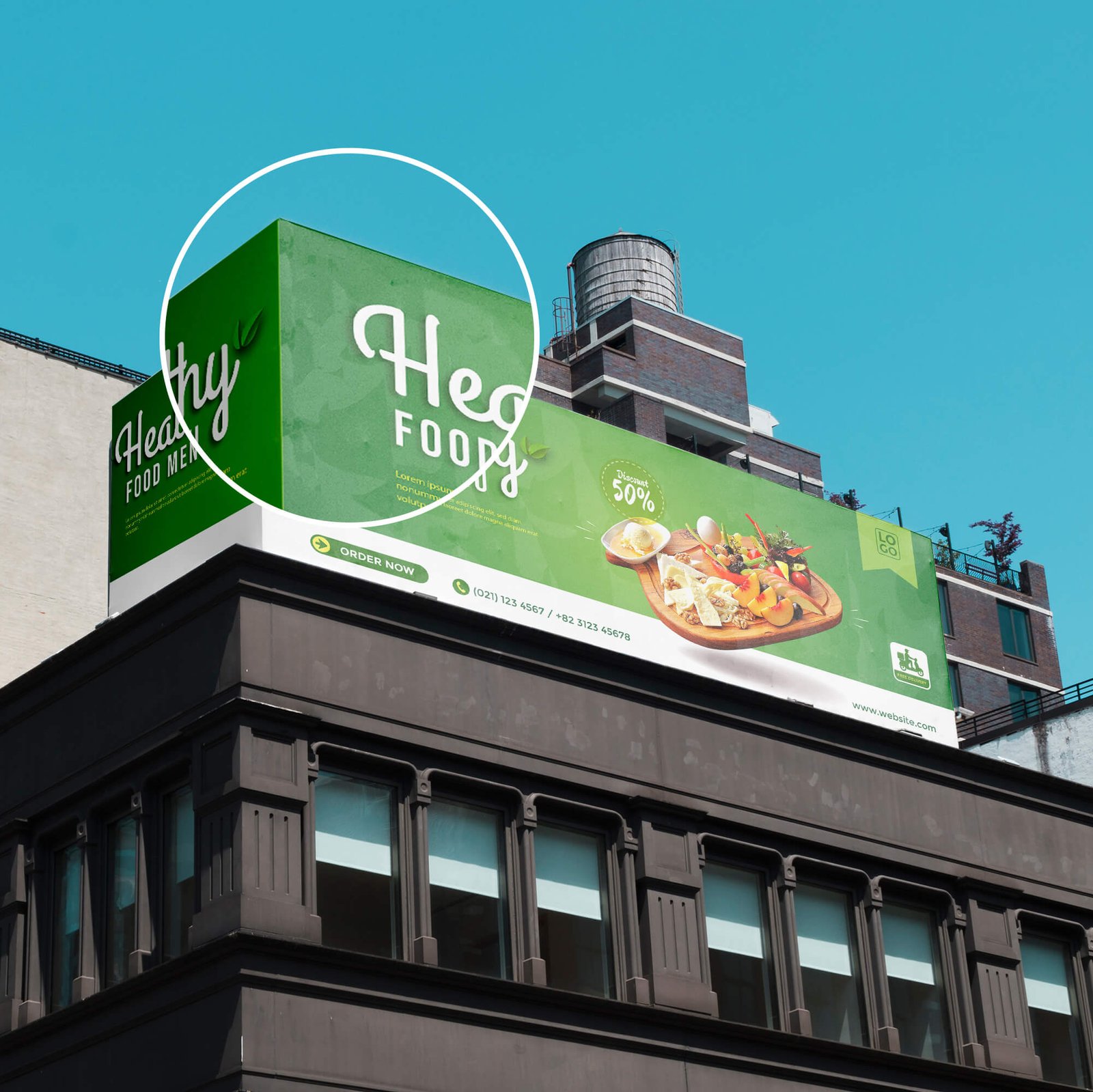 Close Up Of a Free City Billboard Mockup PSD Template