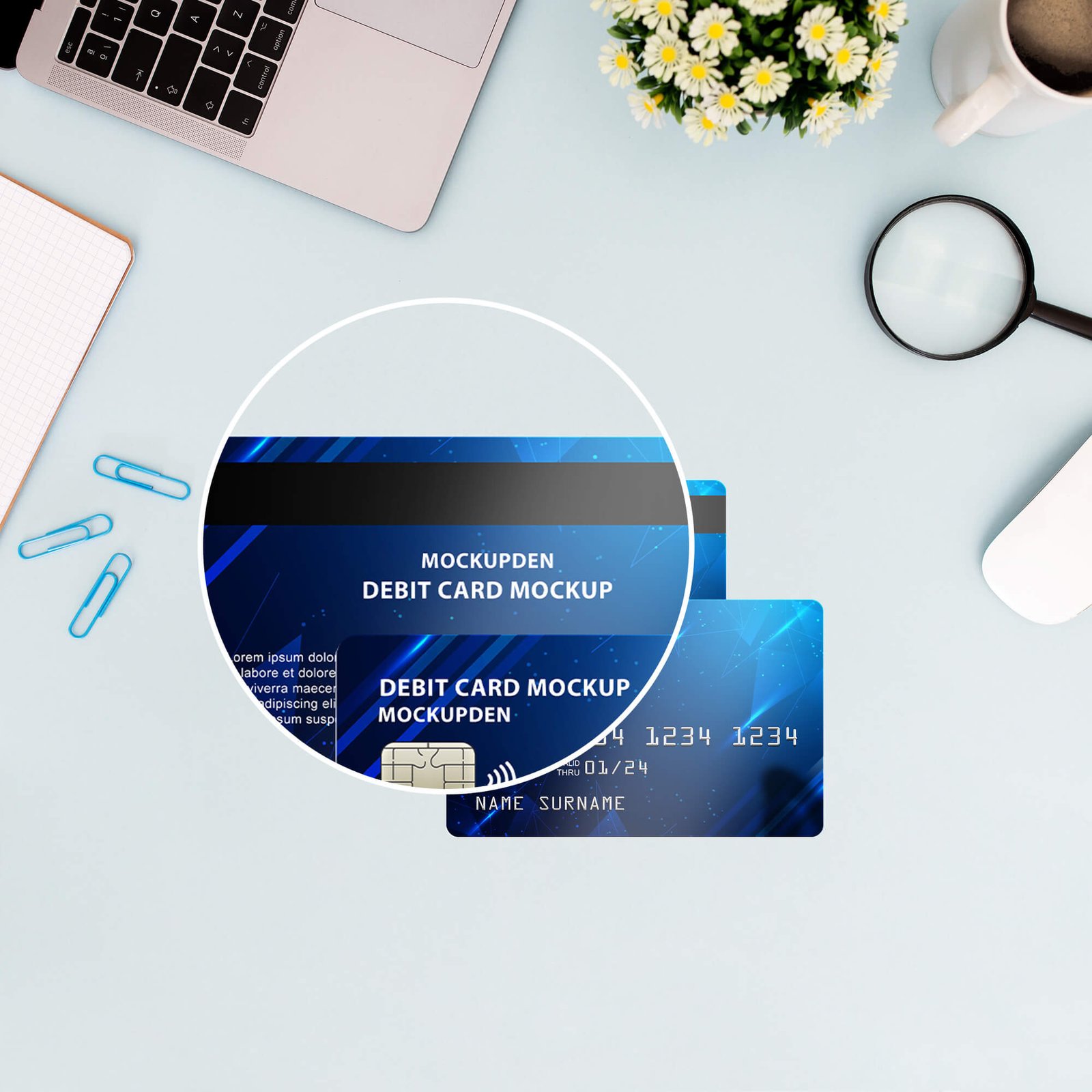 Close Up Of a Free Debit Ccard Mockup PSD Template