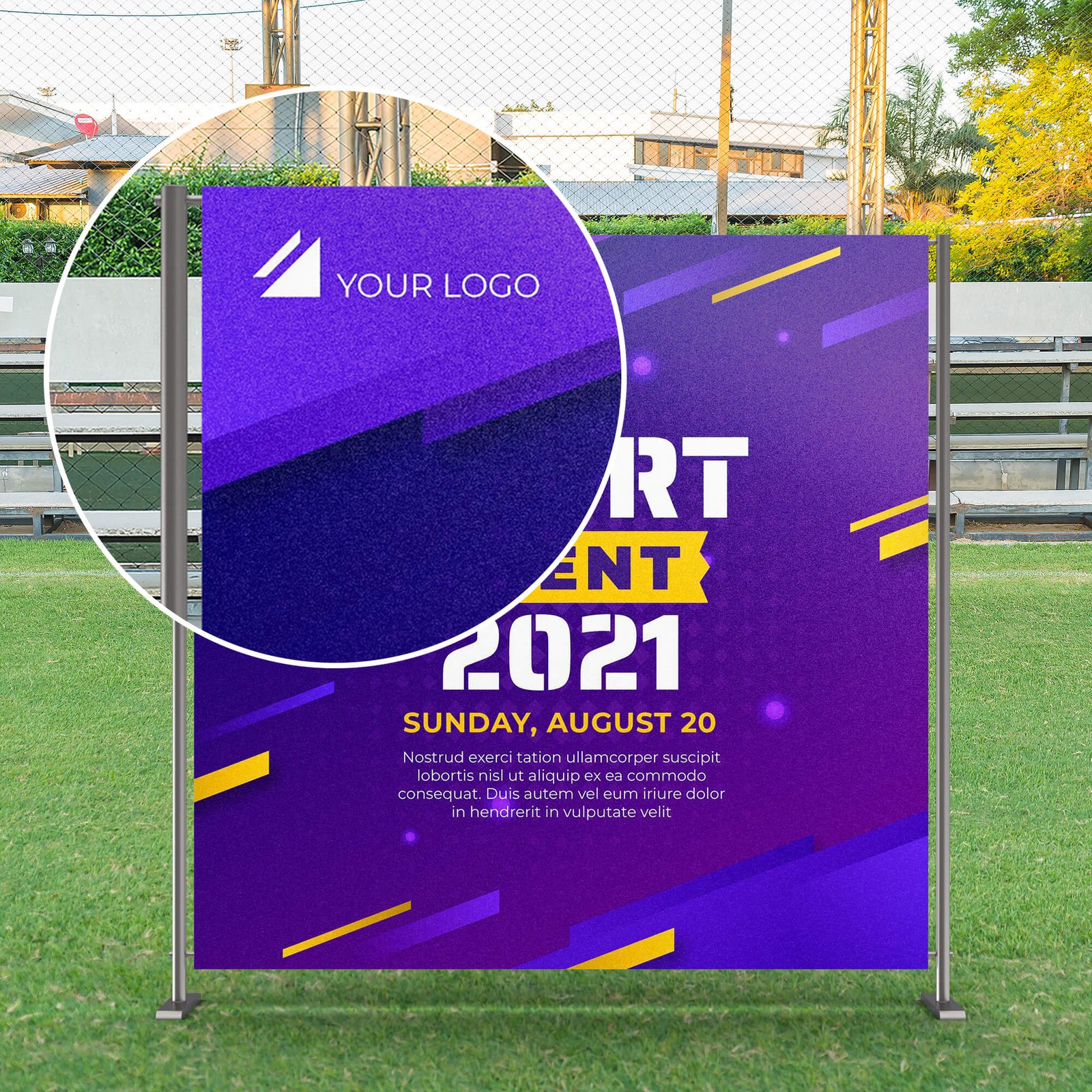 Close Up Of a Free Event Backdrop Mockup PSD Template