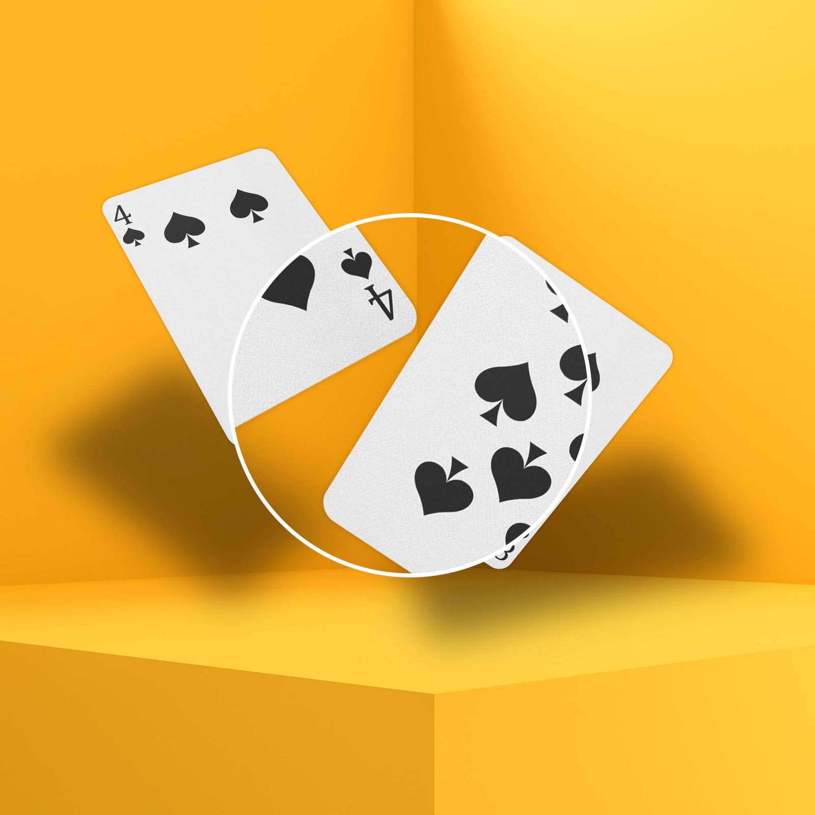 Close Up Of a Free Falling Playing Cards Mockup PSD Template