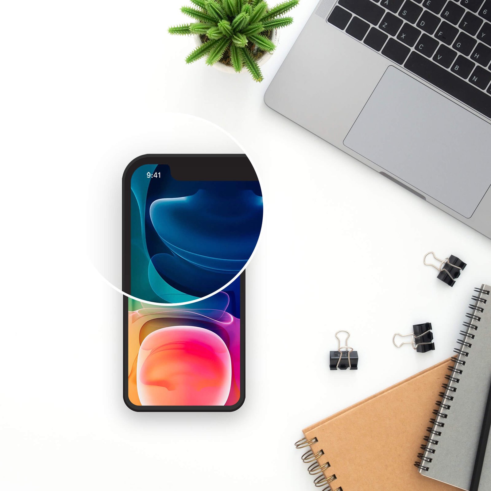 Close Up Of a Free Flat iPhone Mockup PSD Template