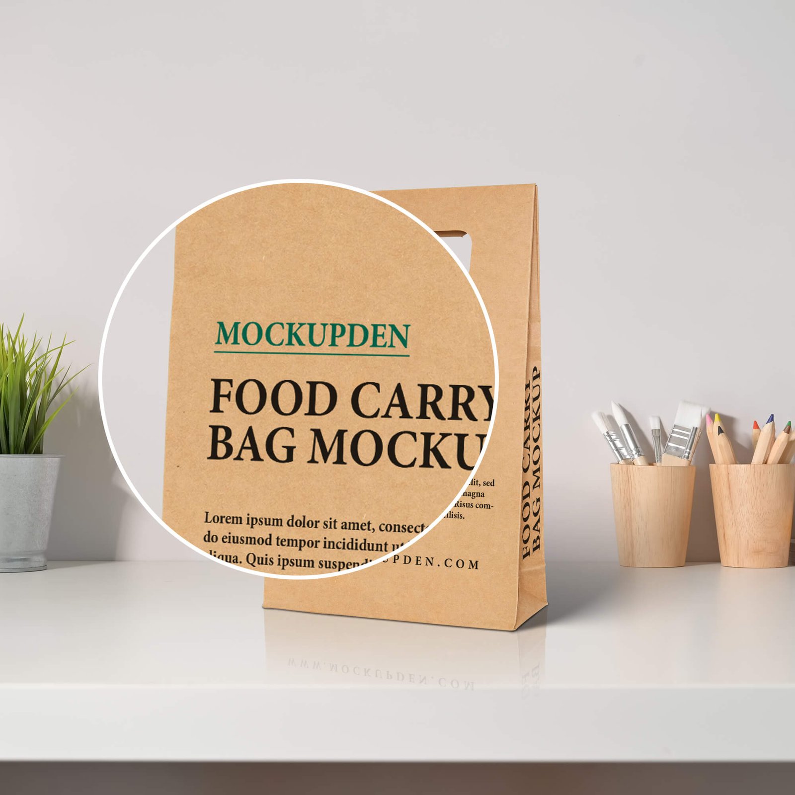 Close Up Of a Free Food Carry Bag Mockup PSD Template