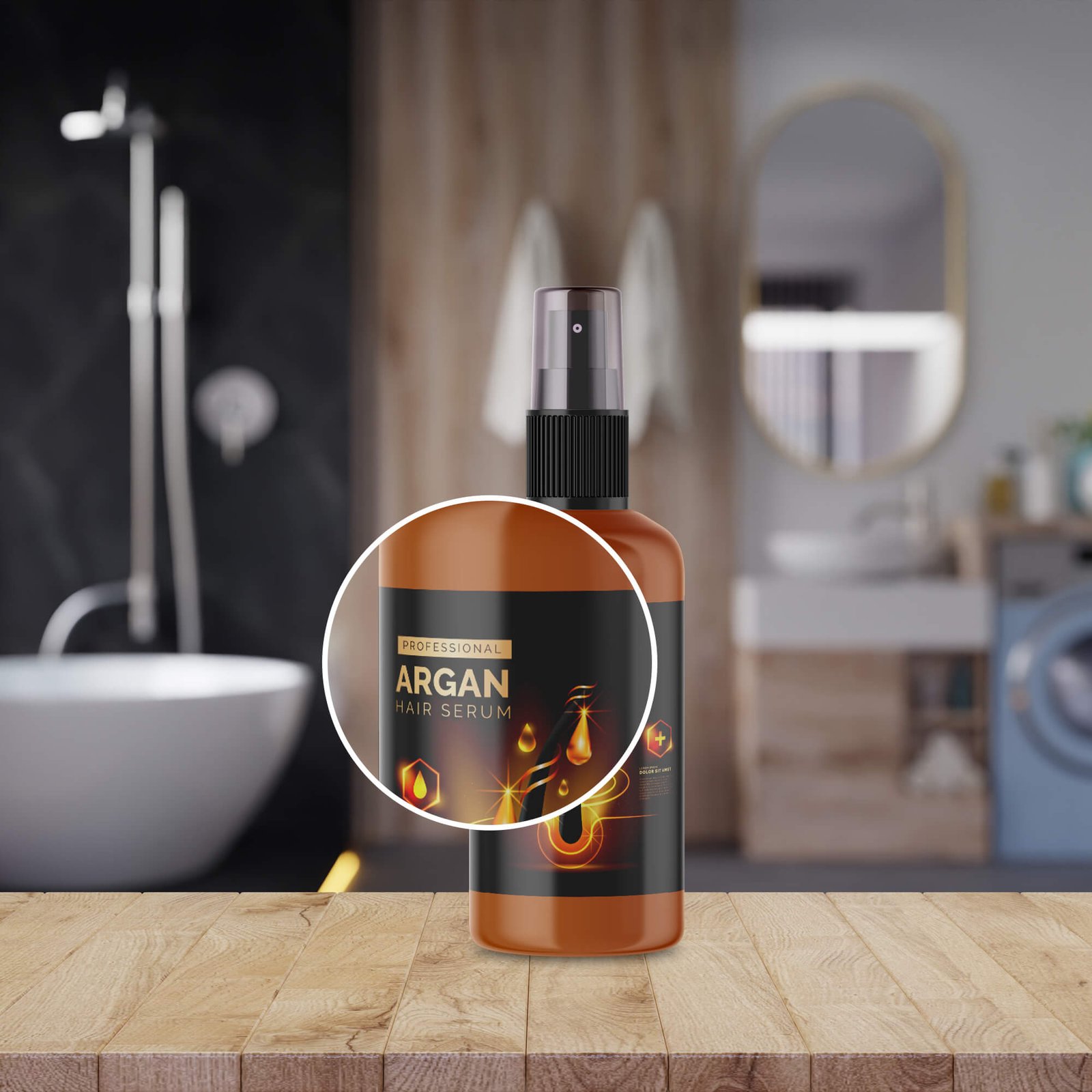 Close Up Of a Free Hair Spray Bottle Mockup PSD Template