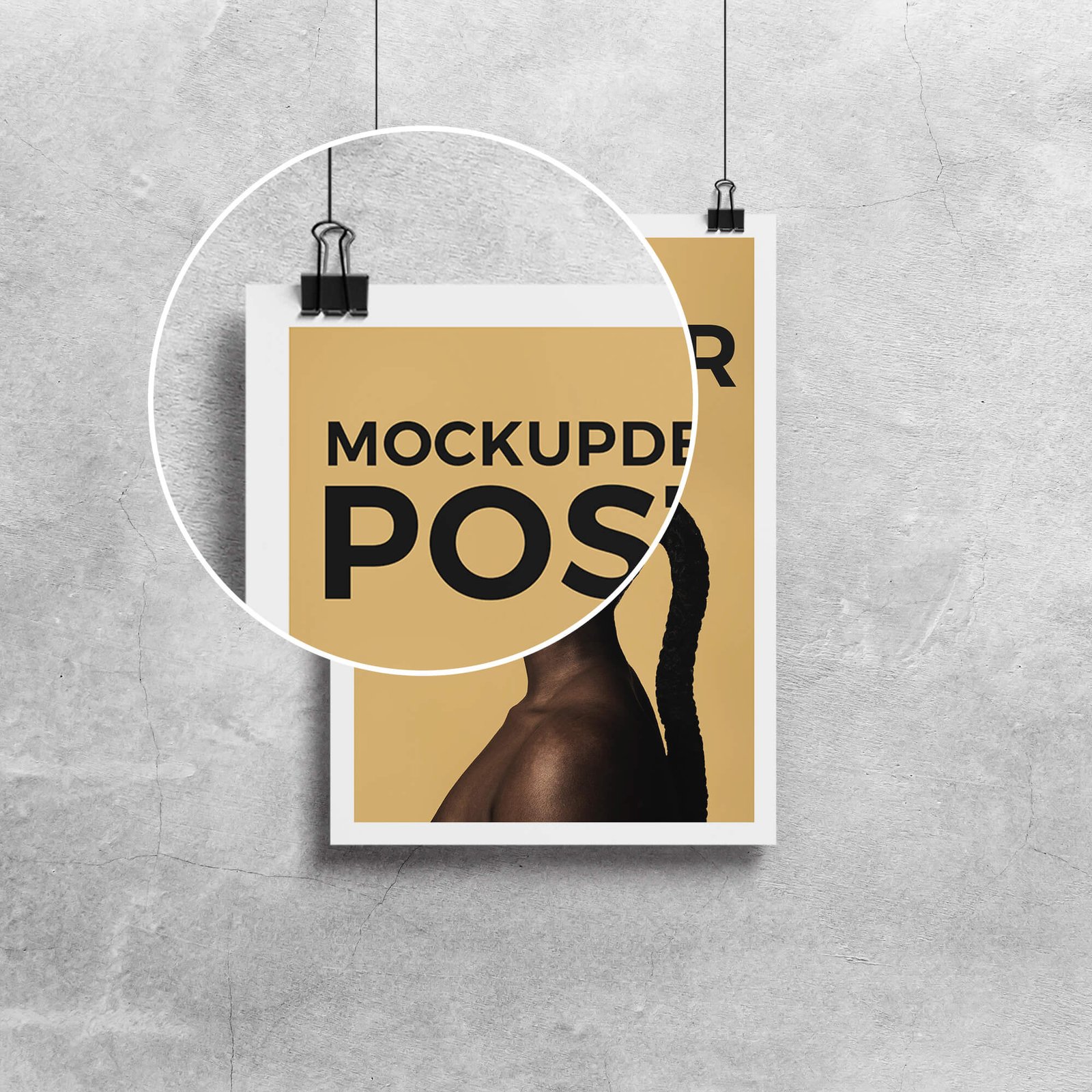 Close Up Of a Free Hanging Paper Mockup PSD Template