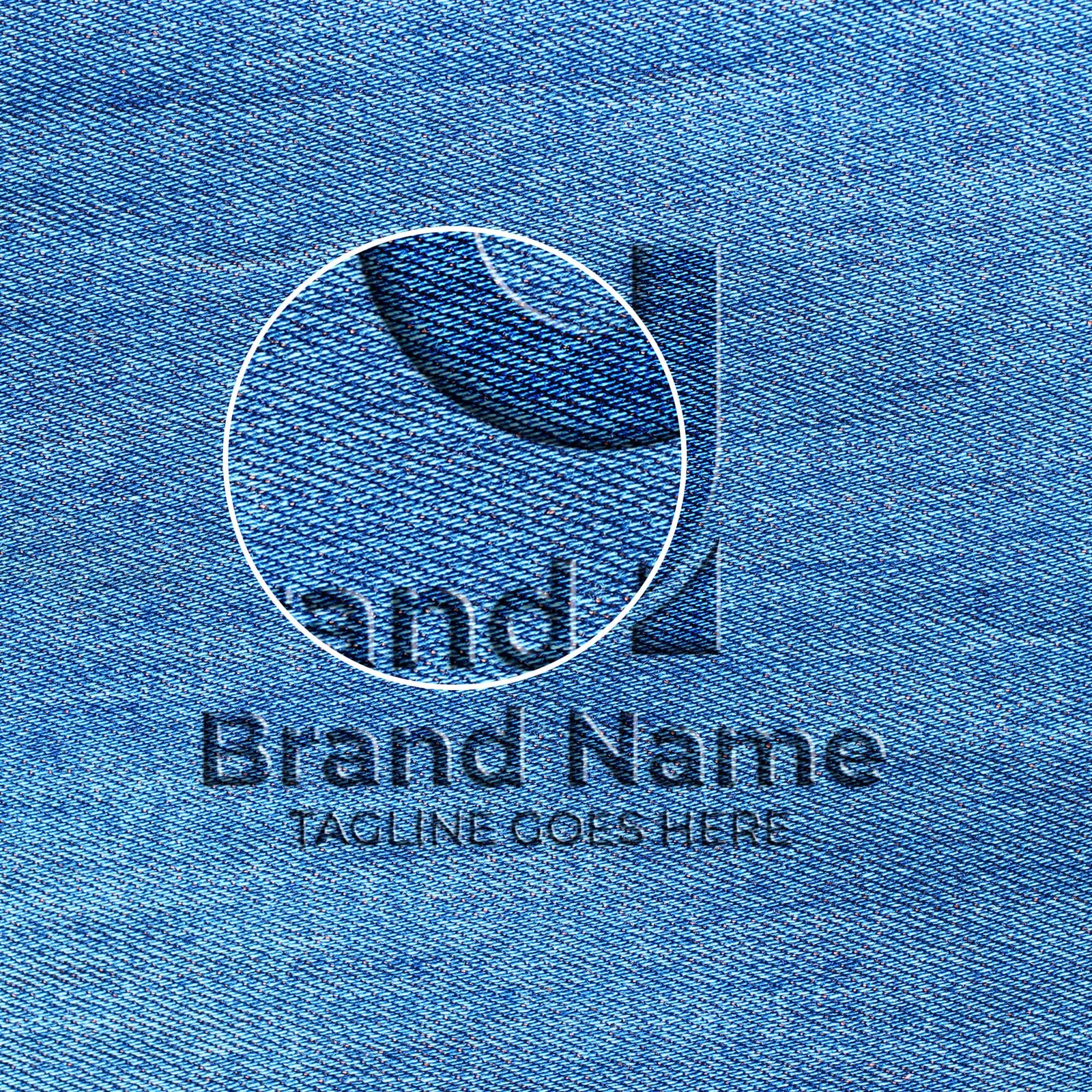 Close Up Of a Free Jeans Logo Mockup PSD Template-min