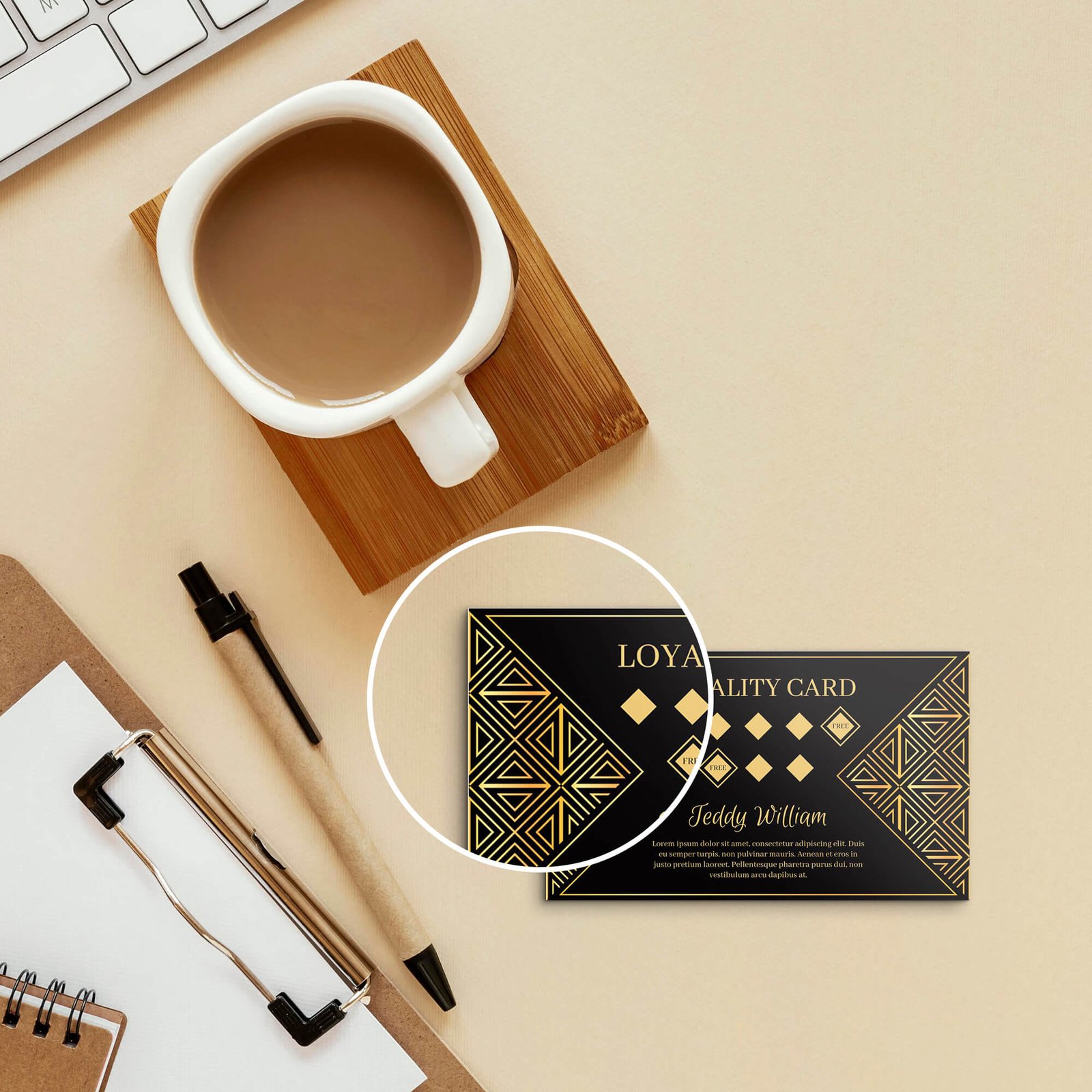 Close Up Of a Free Loyalty Card Mockup PSD Template