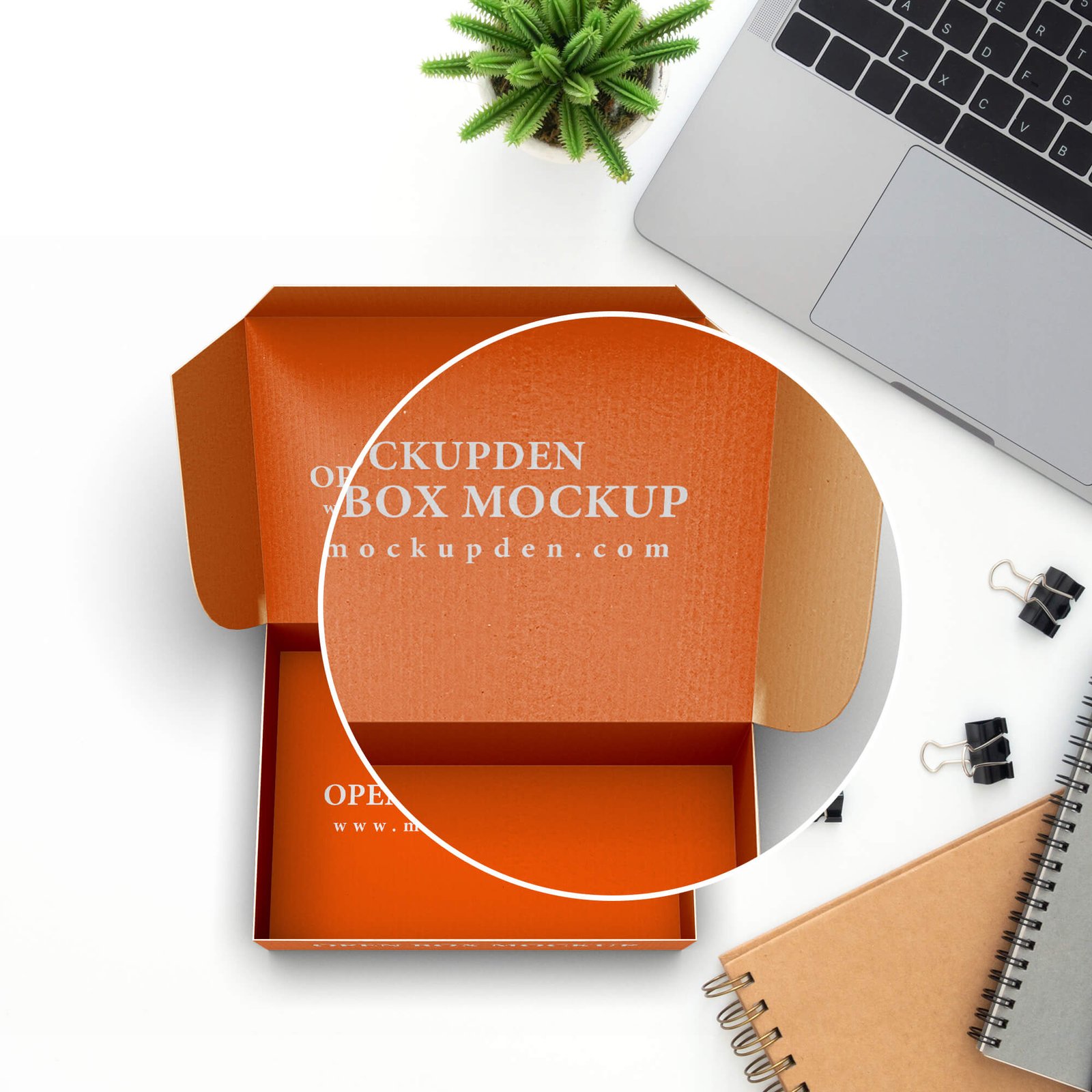 Close Up Of a Free Open Box Mockup PSD Template