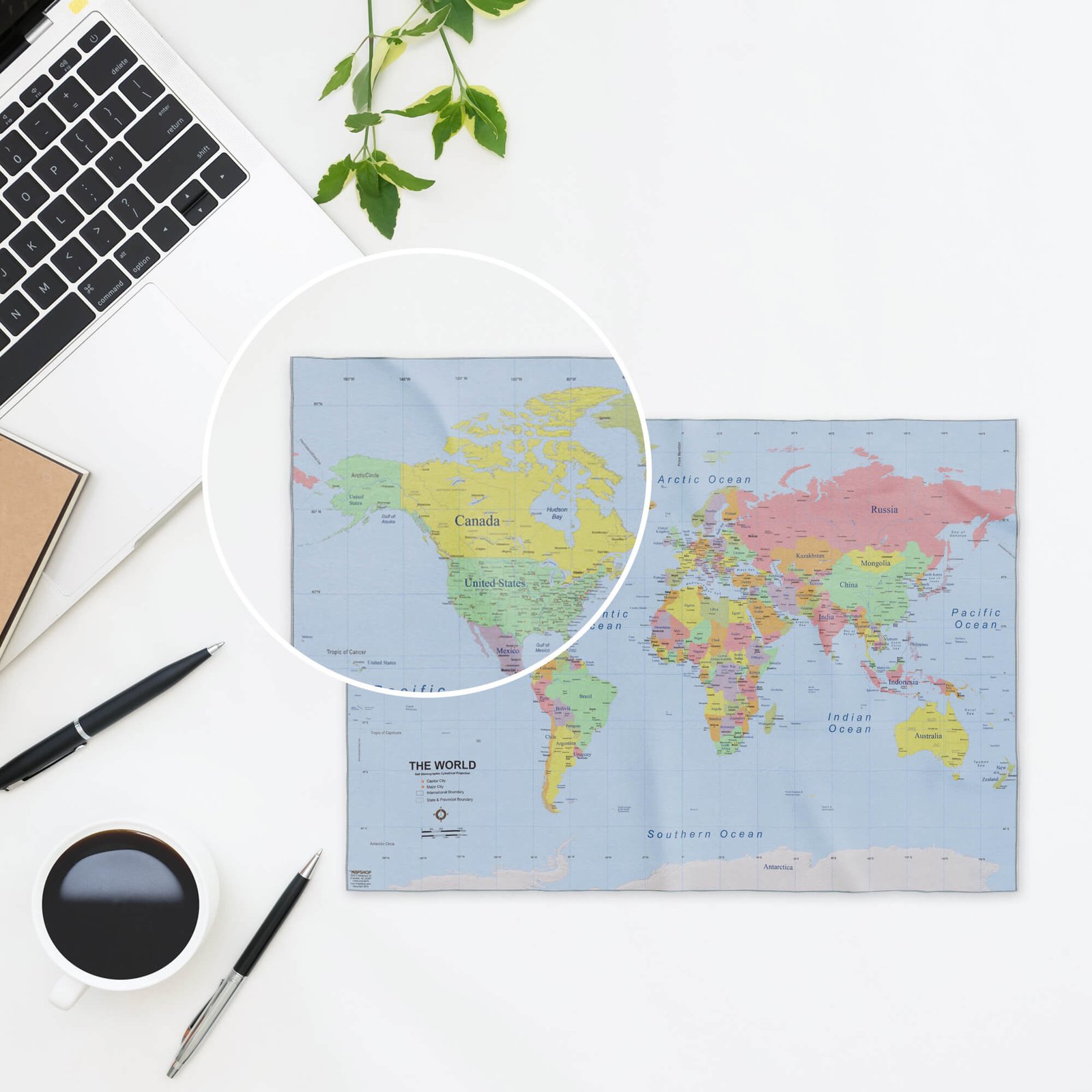 Close Up Of a Free Paper Map Mockup PSD Template