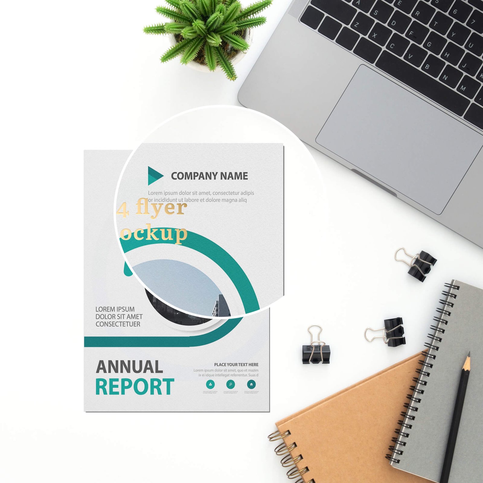 Close Up Of a Free Report Mockup PSD Template