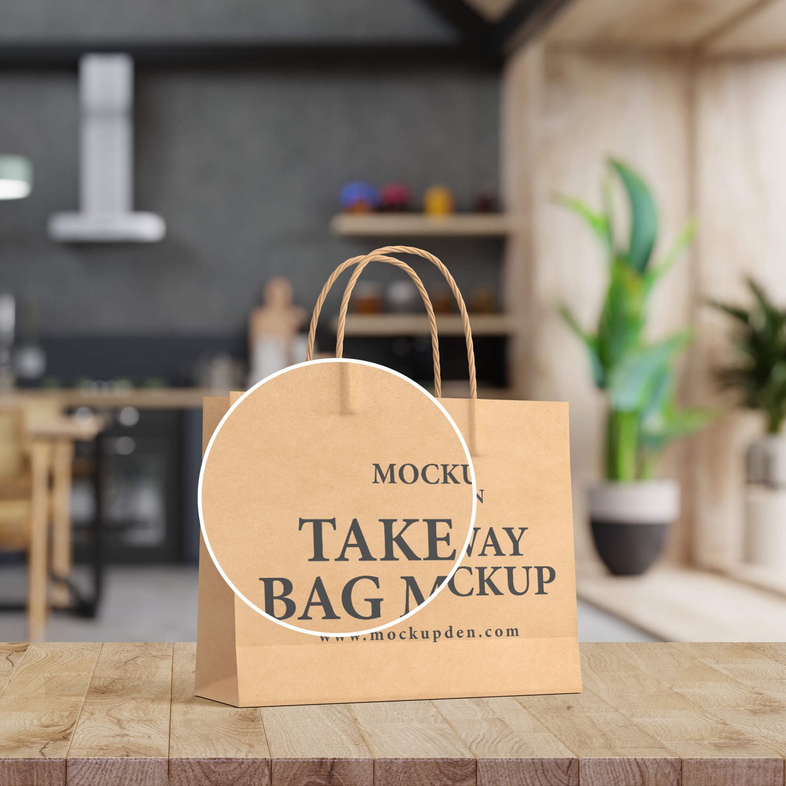 Close Up Of a Free Takeaway Bag Mockup PSD Template