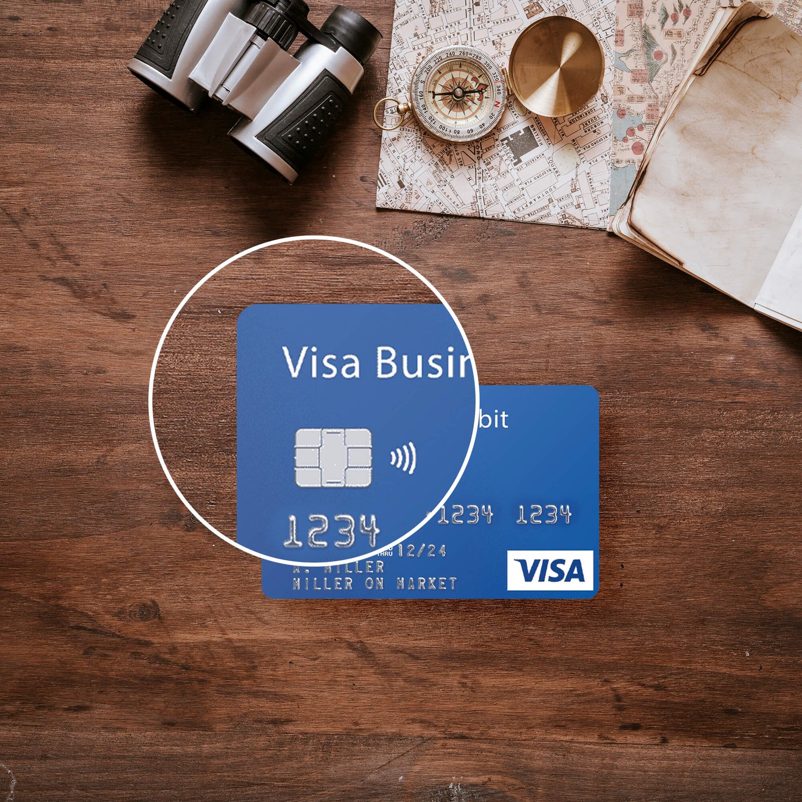 Close Up Of a Free Visa Card Mockup PSD Template