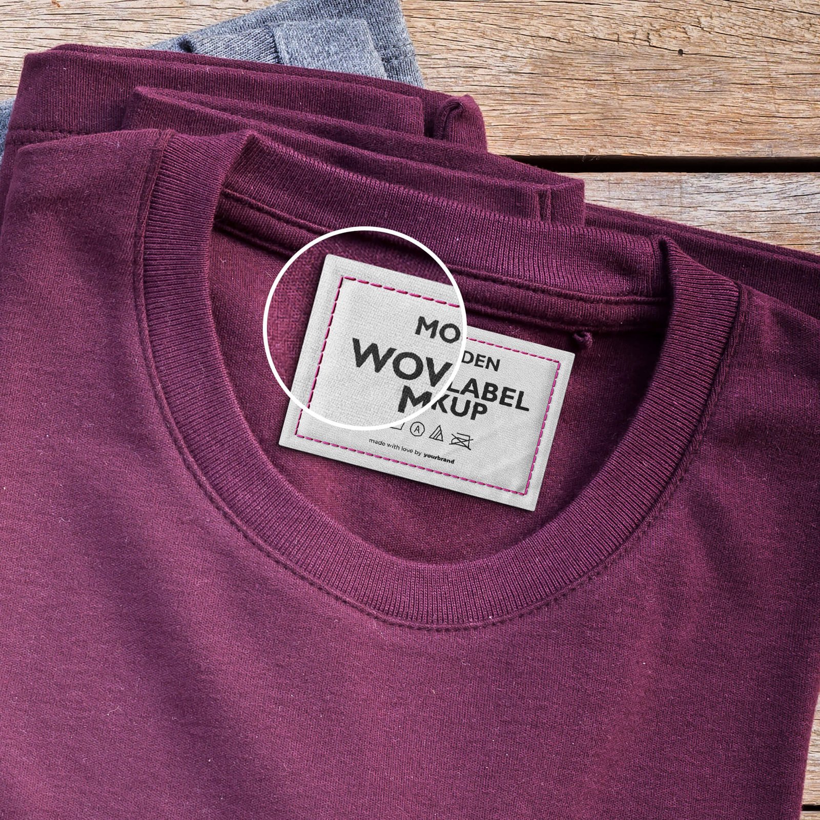 Close Up Of a Free Woven Label Mockup PSD Template