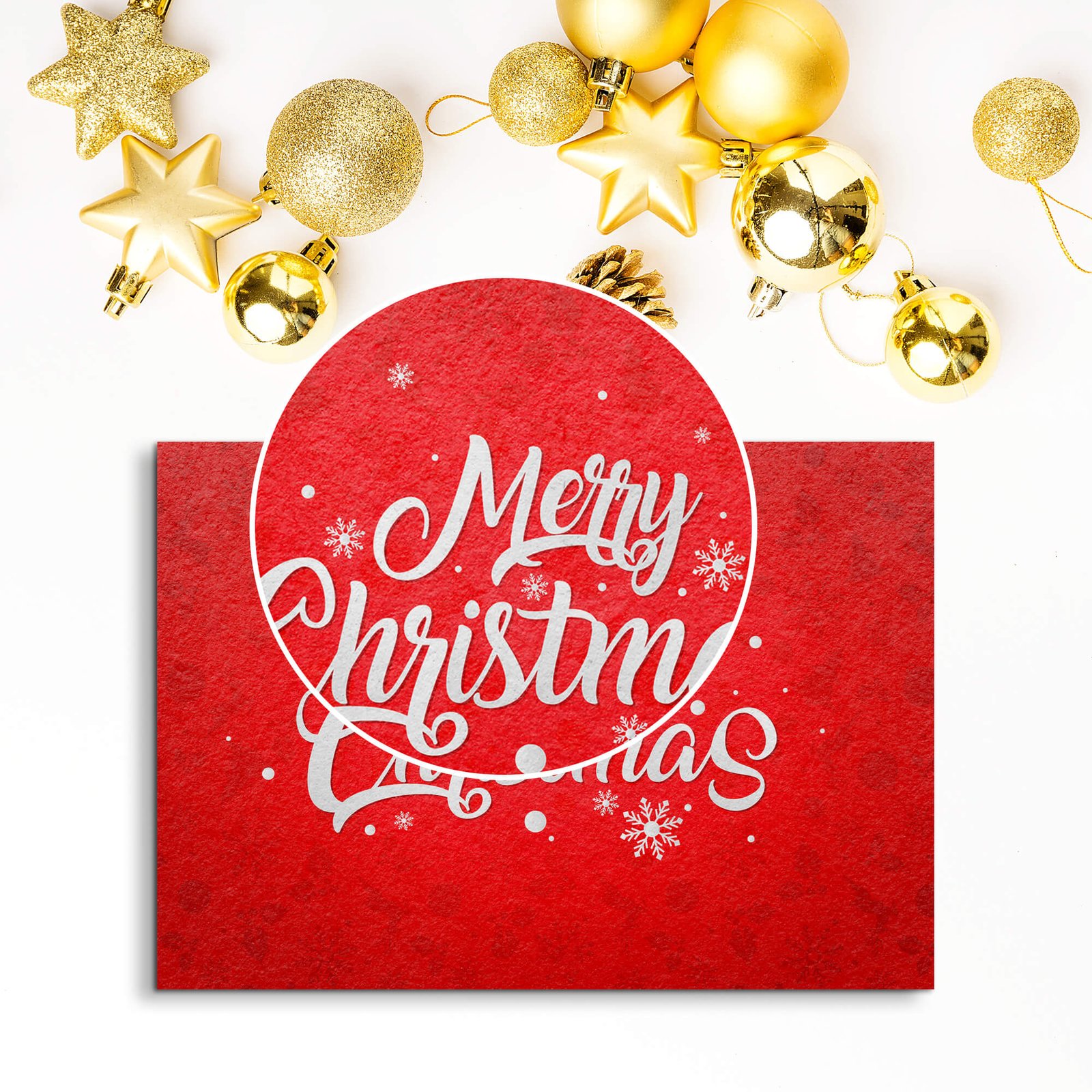 Close Up Of a Free a5 Christmas Card Mockup PSD Template
